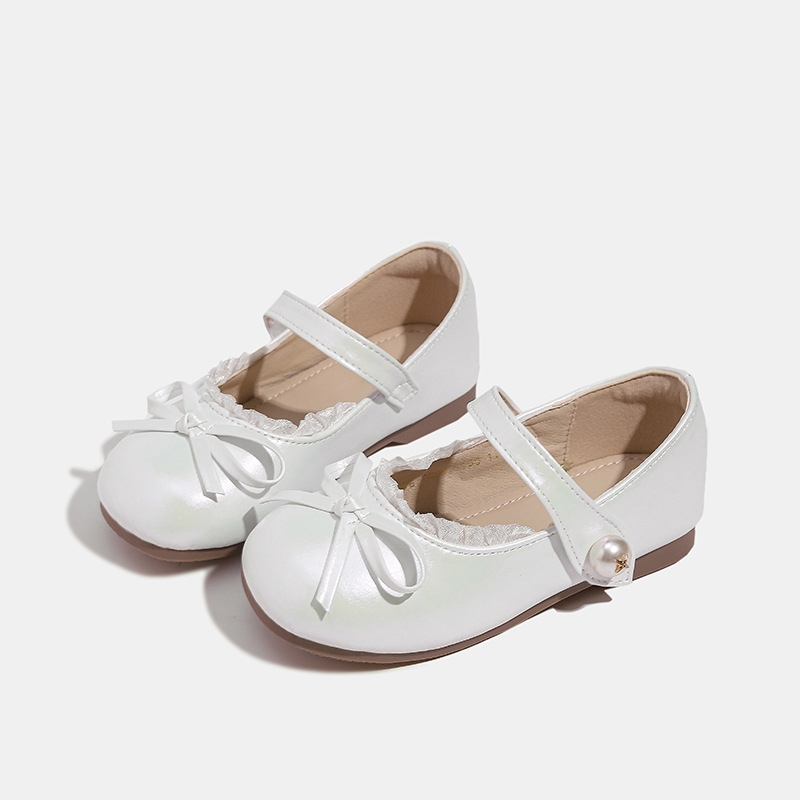 Dječje balerinke za djevojčice s perlatnim završetkom, Velcro zatvaranje, gornji dio od mikrovlakana, gumena potplat, ulošak od prirodne kože, prozračne, protuklizne