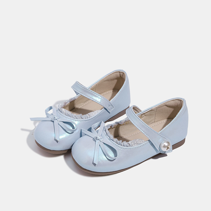 Dječje balerinke za djevojčice s perlatnim završetkom, Velcro zatvaranje, gornji dio od mikrovlakana, gumena potplat, ulošak od prirodne kože, prozračne, protuklizne