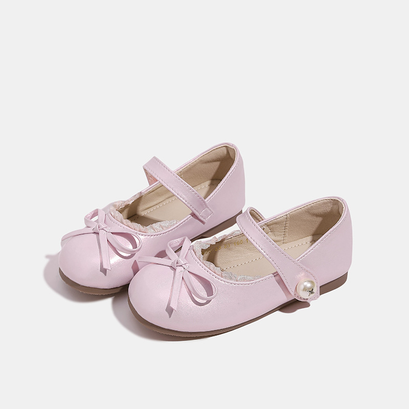 Dječje balerinke za djevojčice s perlatnim završetkom, Velcro zatvaranje, gornji dio od mikrovlakana, gumena potplat, ulošak od prirodne kože, prozračne, protuklizne