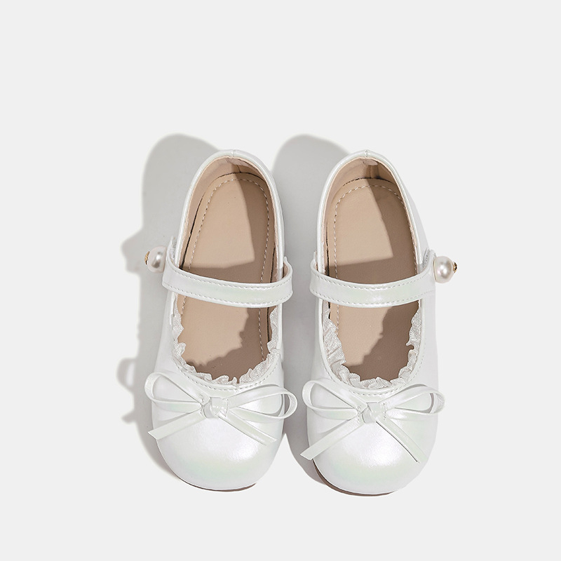 Dječje balerinke za djevojčice s perlatnim završetkom, Velcro zatvaranje, gornji dio od mikrovlakana, gumena potplat, ulošak od prirodne kože, prozračne, protuklizne