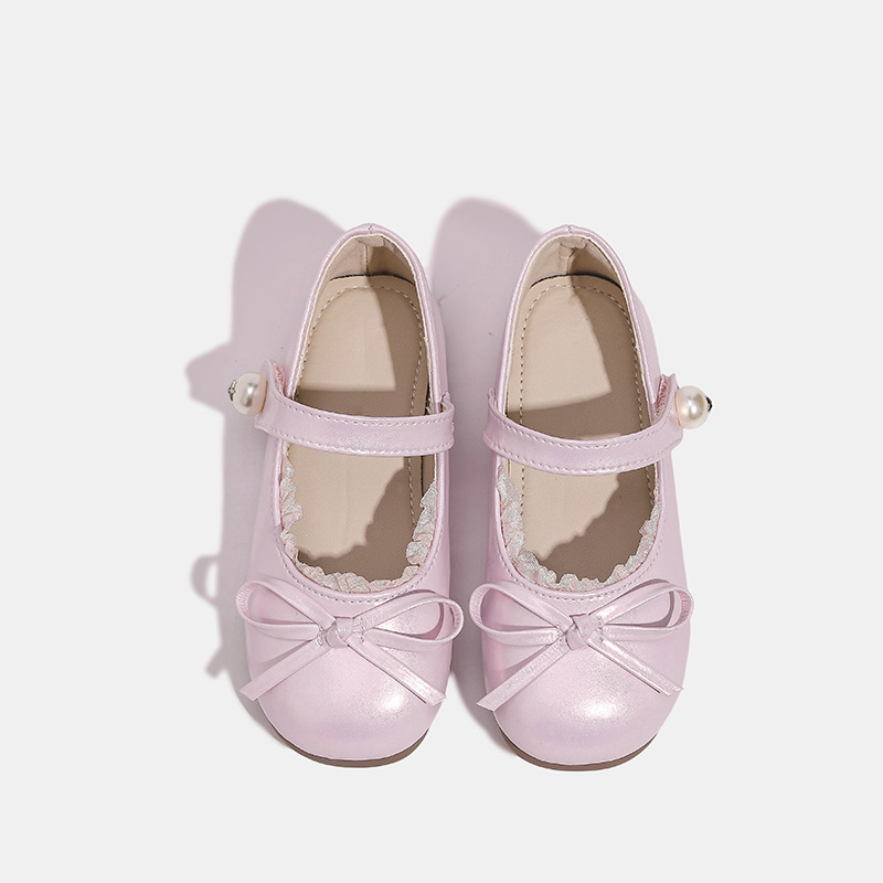 Dječje balerinke za djevojčice s perlatnim završetkom, Velcro zatvaranje, gornji dio od mikrovlakana, gumena potplat, ulošak od prirodne kože, prozračne, protuklizne