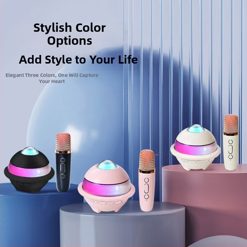 Karaokes sistēma ar mikrofonu — 2 skaļruņi, Bluetooth, USB barošana, iebūvēta akumulatora, 100Hz-20kHz, SNR ≥95dB, IPX2