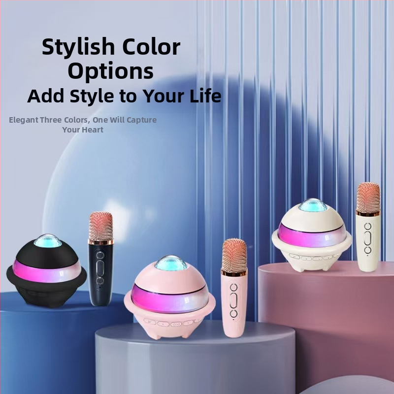 Karaokes sistēma ar mikrofonu — 2 skaļruņi, Bluetooth, USB barošana, iebūvēta akumulatora, 100Hz-20kHz, SNR ≥95dB, IPX2