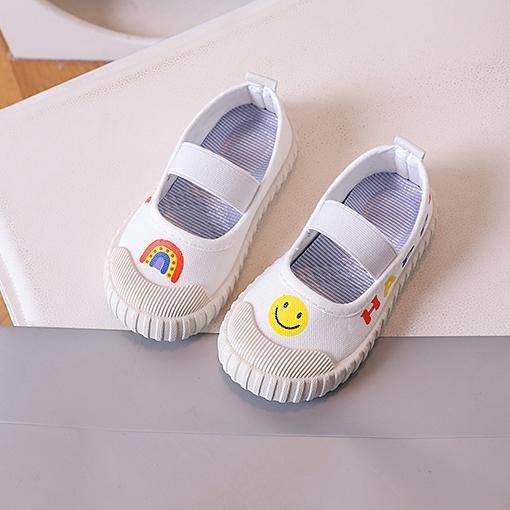 Lányok vászoncipő – slip-on, Cartoon Graffiti minta, alacsony fazon, felsőrész: vászon, talp: műanyag, talpbetét: textil, bélés: pamut, 1–6 éves korosztály, tavasz-nyár-ősz