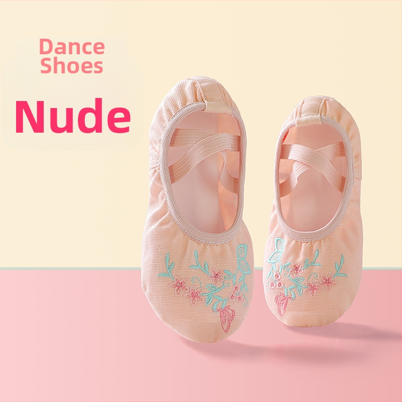 Dievčenské baletné topánky – Ling Yan, kožená podrážka, plátenný vamp, odolné voči opotrebeniu, absorbujú pot