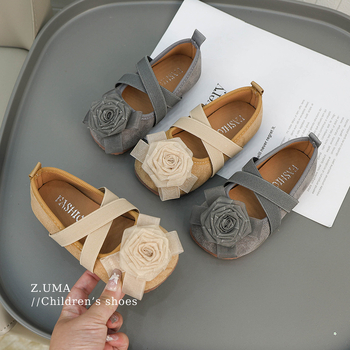 Dječje vintage balerinke s gornjim dijelom od umjetne kože, niski gležanj, mat završna obrada, potplat od telećeg tetiva, stil princeze, za proljeće i jesen