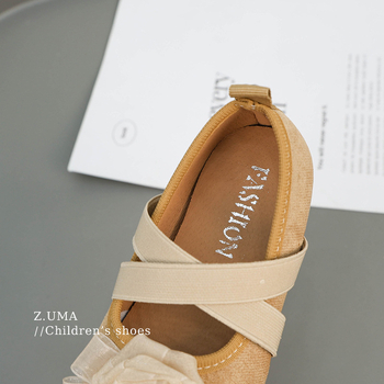 Dječje vintage balerinke s gornjim dijelom od umjetne kože, niski gležanj, mat završna obrada, potplat od telećeg tetiva, stil princeze, za proljeće i jesen