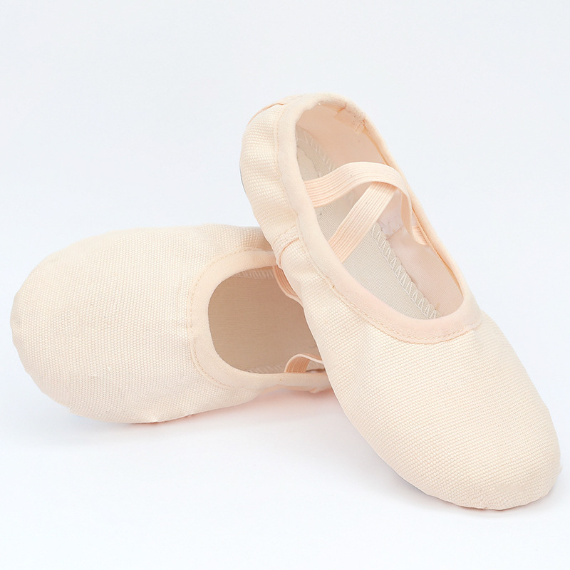 Gyermekek táncos cipői, fűző nélküli, vászon felső, bőr talp, balett, modern tánc és latin tánc