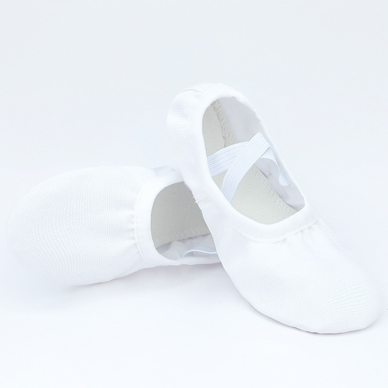 Gyermekek táncos cipői, fűző nélküli, vászon felső, bőr talp, balett, modern tánc és latin tánc