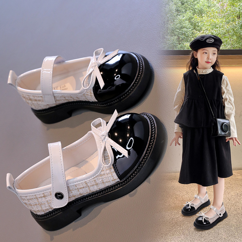 Dievčenské kožené topánky, korejský štýl, PU vršok, gumová podrážka, zapínanie na suchý zips, pre vek 7-12 rokov