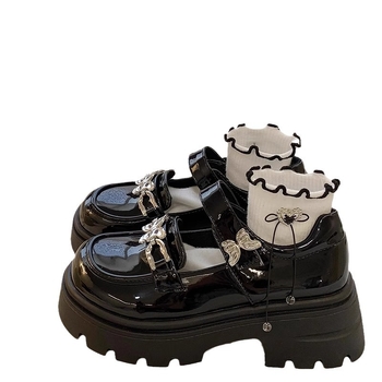Dievčenské topánky z PU kože – Vintage vyšívanie, nízky vrch, gumová podrážka, zvýšenie výšky