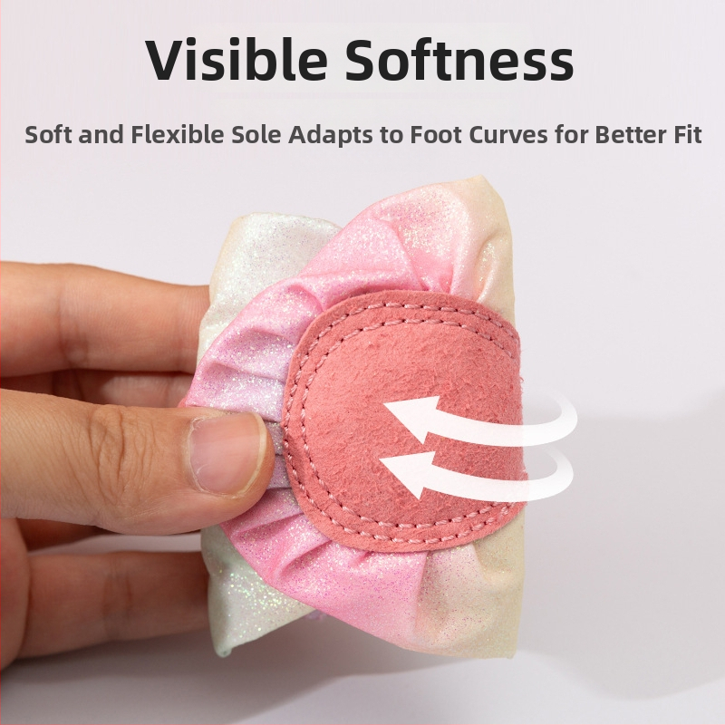 Detské tanečné topánky s flitrami — dúhový gradient, bez šnúrok, jemná podrážka baletných topánok pre dievčatá