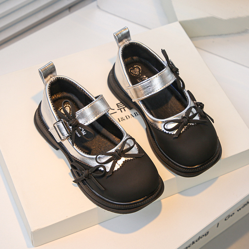 Dievčenské Mary Jane topánky z PU kože, gumová podrážka, zapínanie na suchý zips (Velcro), color-block vzor, štýl princeznej, priedušné