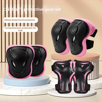 Σετ προστατευτικών για παιδιά για ρόλερ σκέιτινγκ (6 τεμάχια) – προστασία παλάμης, αγκώνα και γονάτου, ύφασμα πολυεστερικό, κατάλληλο για παιδιά, για ρόλερ σκέιτινγκ και πάγο