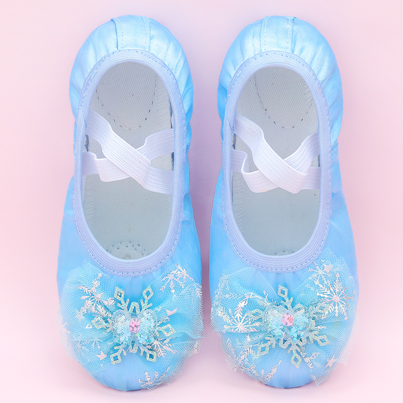 Balettcipők – Szövet felsőrész, hercegnő-stílus, gyakorláshoz, puha talpú, lányoknak 1–16 évesek
