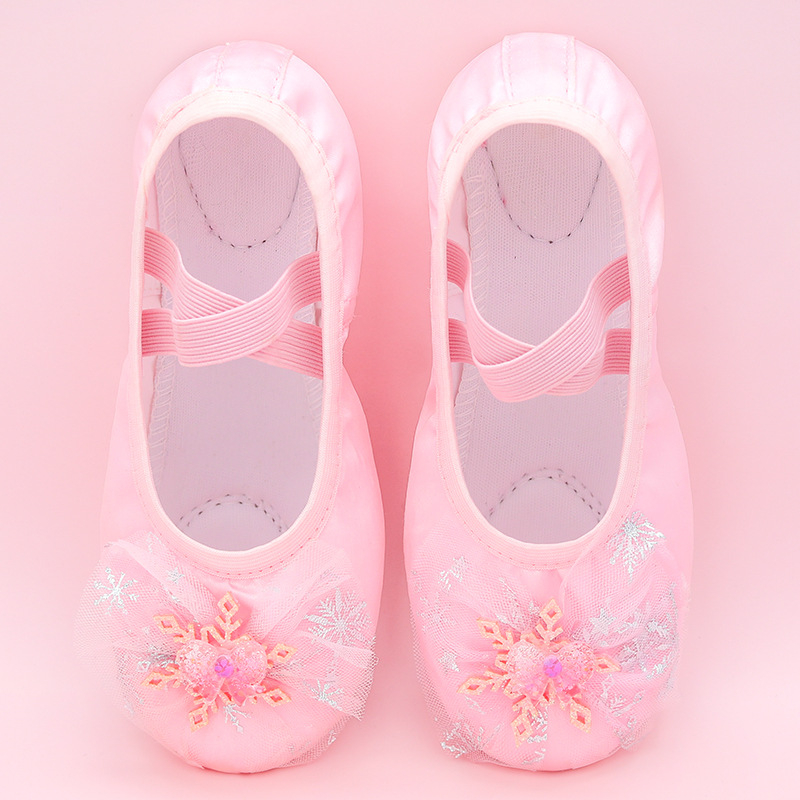 Balettcipők – Szövet felsőrész, hercegnő-stílus, gyakorláshoz, puha talpú, lányoknak 1–16 évesek
