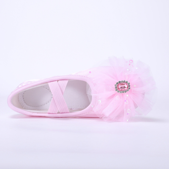 Σατέν χορευτικά παπούτσια για κορίτσια με μεγάλο λουλούδι, σχέδιο γατόπατης, για σκηνικές εμφανίσεις
