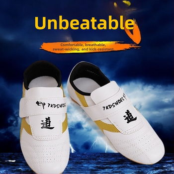 Taekwondo vidaus treniruočių batai suaugusiems vyrams – lengvi, neslidūs, atsparūs dėvėjimui; viršutinė medžiaga PU, padų guma