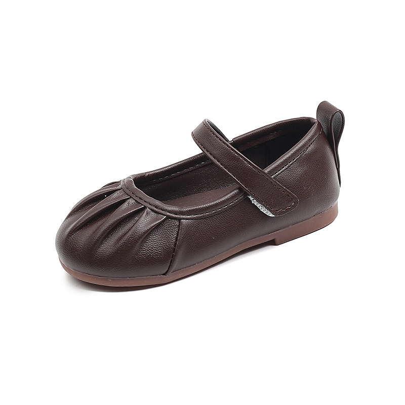 Dječje cipele od PU kože, kvadratni vrh, jednobojne, Velcro zatvarač, mekana potplata