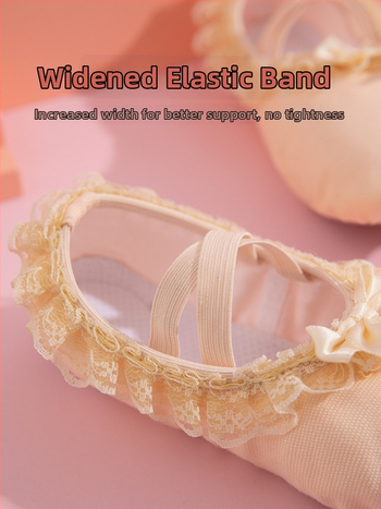 Παιδικά παπούτσια μπαλέτου χωρίς κορδόνια, μαλακή δερμάτινη σόλα, άνω μέρος από καμβά, διαπνέοντα