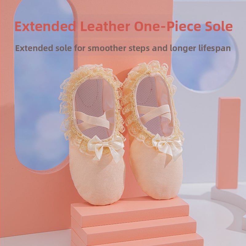 Παιδικά παπούτσια μπαλέτου χωρίς κορδόνια, μαλακή δερμάτινη σόλα, άνω μέρος από καμβά, διαπνέοντα