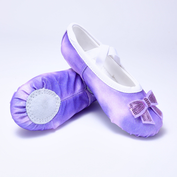 Παιδικά παπούτσια μπαλέτου για κορίτσια με γκλίτερ-διαβάθμιση και μοτίβο αστεριών στον ουρανό, μαλακή σόλα, για θεατρικές εμφανίσεις, μοντέλο 8001