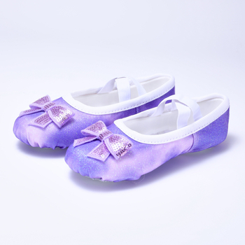 Παιδικά παπούτσια μπαλέτου για κορίτσια με γκλίτερ-διαβάθμιση και μοτίβο αστεριών στον ουρανό, μαλακή σόλα, για θεατρικές εμφανίσεις, μοντέλο 8001