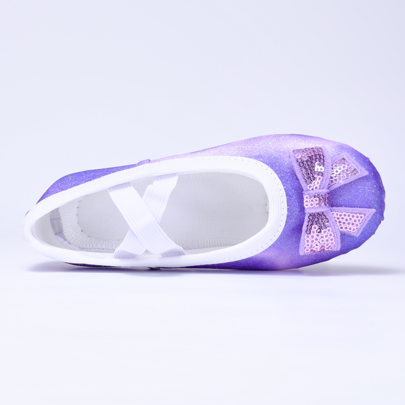 Παιδικά παπούτσια μπαλέτου για κορίτσια με γκλίτερ-διαβάθμιση και μοτίβο αστεριών στον ουρανό, μαλακή σόλα, για θεατρικές εμφανίσεις, μοντέλο 8001