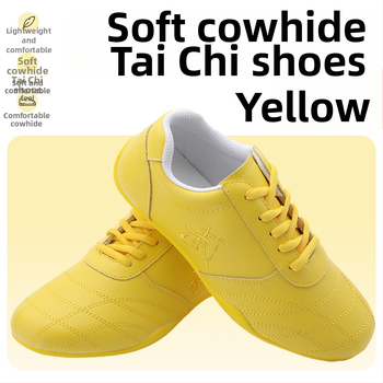 Unisex εσωτερικά παπούτσια προπόνησης μαχητικών τεχνών — γνήσιο δέρμα επάνω, διαπνέον ύφασμα από δίχτυ, χαμηλός άνω, καουτσούκ σόλα, αντιολισθητικά