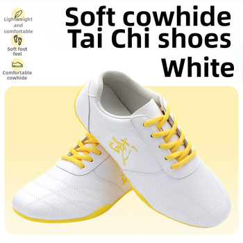 Unisex εσωτερικά παπούτσια προπόνησης μαχητικών τεχνών — γνήσιο δέρμα επάνω, διαπνέον ύφασμα από δίχτυ, χαμηλός άνω, καουτσούκ σόλα, αντιολισθητικά