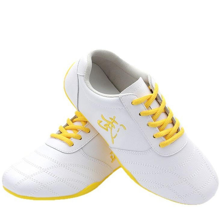 Unisex εσωτερικά παπούτσια προπόνησης μαχητικών τεχνών — γνήσιο δέρμα επάνω, διαπνέον ύφασμα από δίχτυ, χαμηλός άνω, καουτσούκ σόλα, αντιολισθητικά