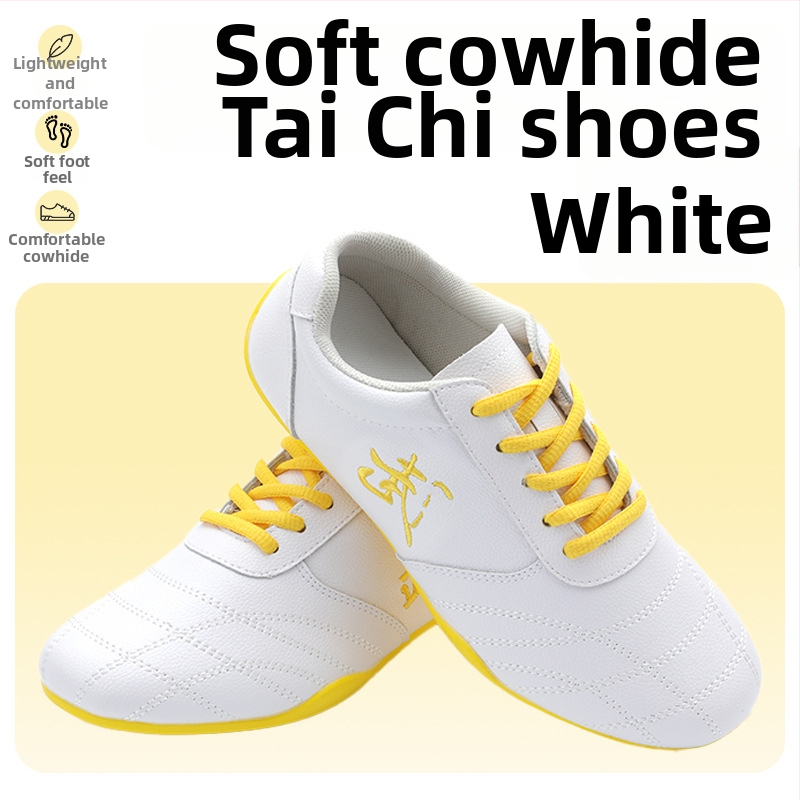 Unisex vidaus treniruočių bateliai kovos menams – natūrali oda viršutė, kvėpuojantis tinklinis įdėklas, žemas viršus, gumos padas, neslidūs