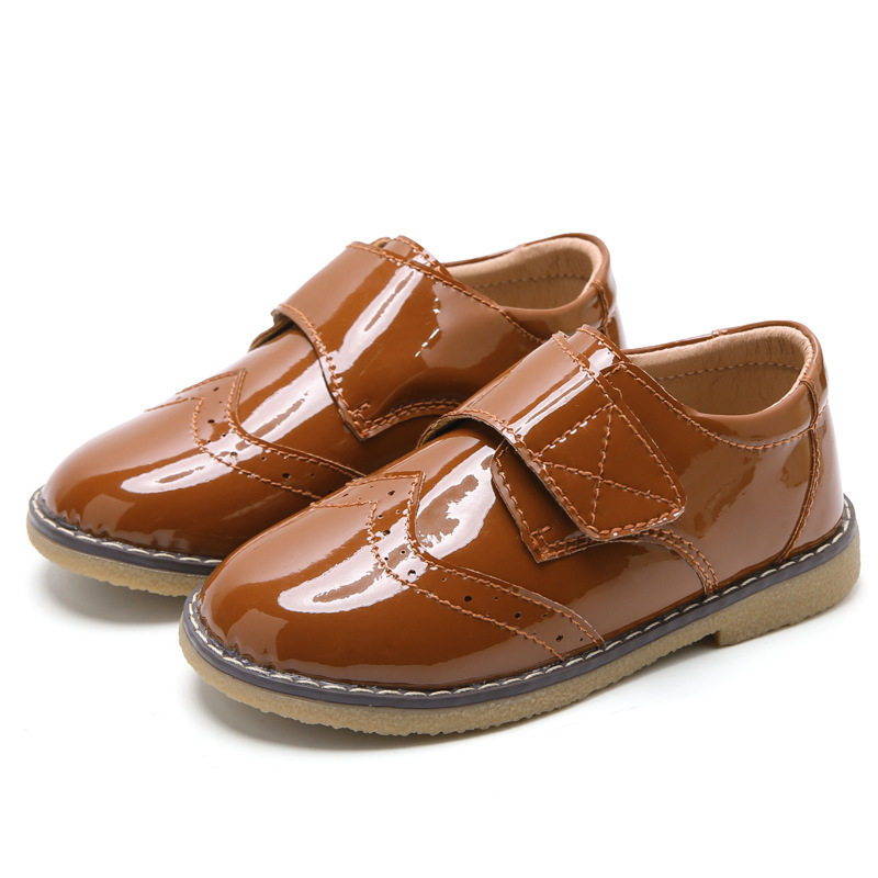 Detské brogues pre chlapcov, vrchný materiál mikrovlákno, zapínanie na suchý zips (Velcro), PU stielka, anglický štýl