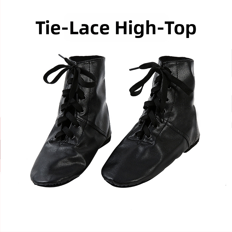 Δερμάτινα παπούτσια τζαζ για χορό με υψηλό πάνω μέρος, μαλακή σόλα, διαπνοή, ελαφριά, unisex για παιδιά