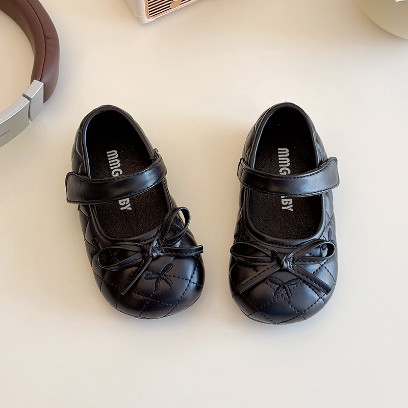 Kožne cipele za djevojčice, Chanel-inspirirane, s mašnicom, mekanim potplatom i Velcro kopčom