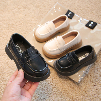 Gyerekeknek készült brit stílusú loafer cipő, PU felsőrész, puha talp, uniszex, fűzők nélkül, alacsony boka, mind a négy évszakra, 2022 ősz kiadás