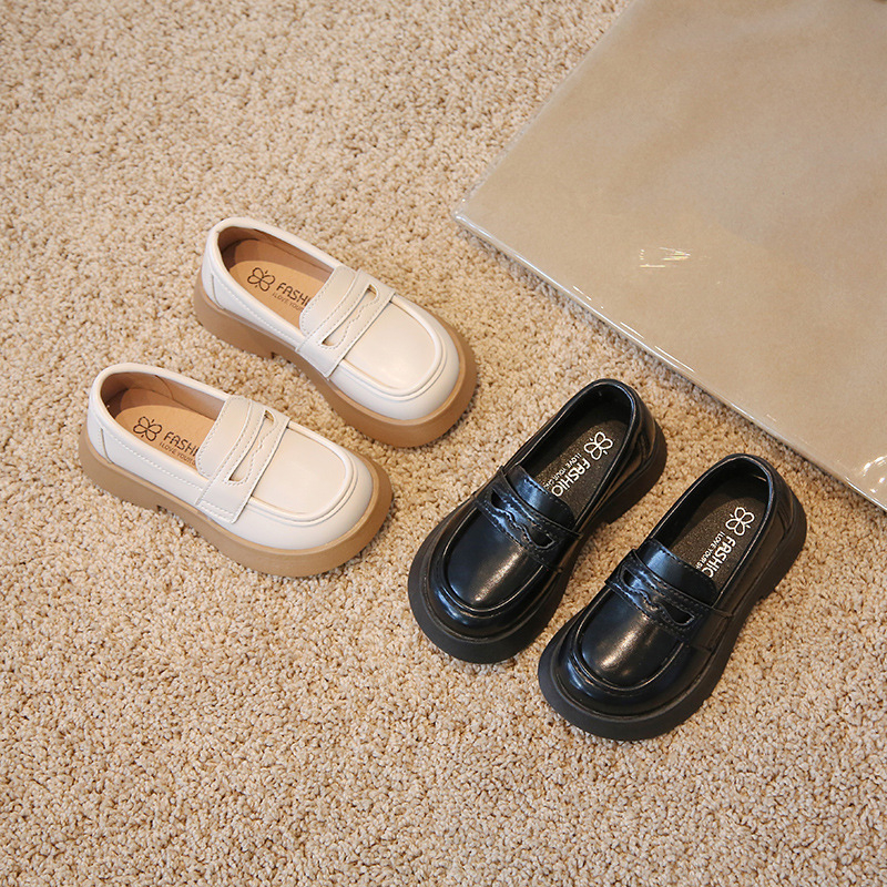 Gyerekeknek készült brit stílusú loafer cipő, PU felsőrész, puha talp, uniszex, fűzők nélkül, alacsony boka, mind a négy évszakra, 2022 ősz kiadás
