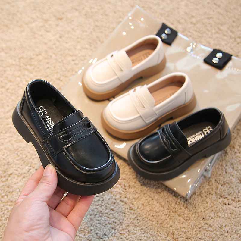 Gyerekeknek készült brit stílusú loafer cipő, PU felsőrész, puha talp, uniszex, fűzők nélkül, alacsony boka, mind a négy évszakra, 2022 ősz kiadás