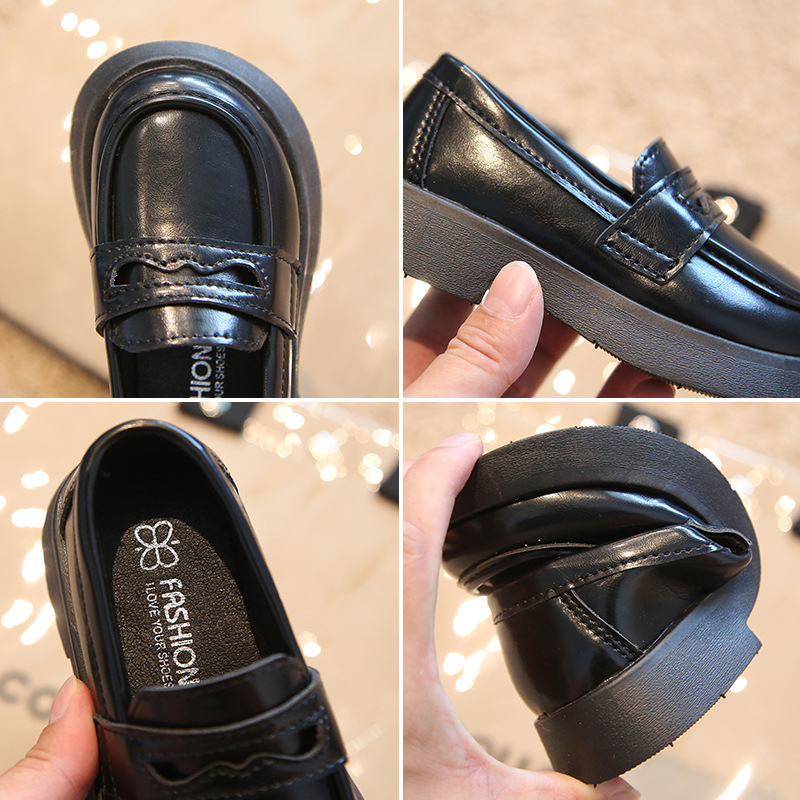 Gyerekeknek készült brit stílusú loafer cipő, PU felsőrész, puha talp, uniszex, fűzők nélkül, alacsony boka, mind a négy évszakra, 2022 ősz kiadás