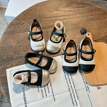 Kislányok koreai stílusú hercegnői balerina cipő, PU felsőrész, Velcro-zárás, alacsony profil, puha talp, csúszásmentes és kopásálló