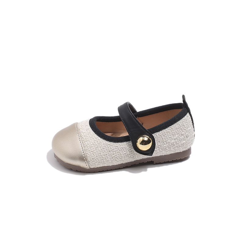 Kislányok koreai stílusú hercegnői balerina cipő, PU felsőrész, Velcro-zárás, alacsony profil, puha talp, csúszásmentes és kopásálló