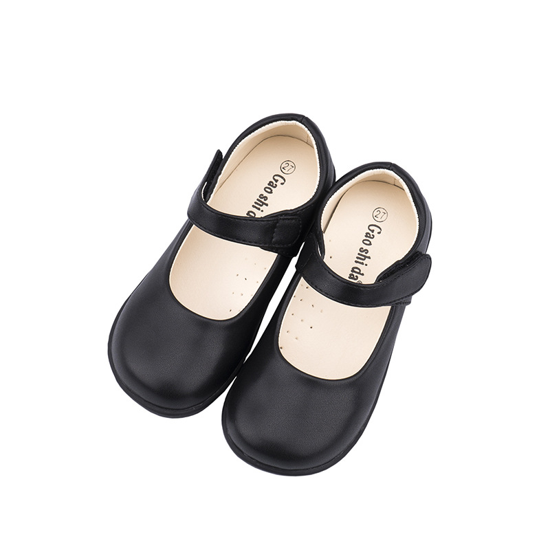 Iskolai cipő lányoknak – Velcro-zárás, két rétegű marha bőrből készült felsőrész, természetes bőr talpbetét, gumitalp, egész éves viselet