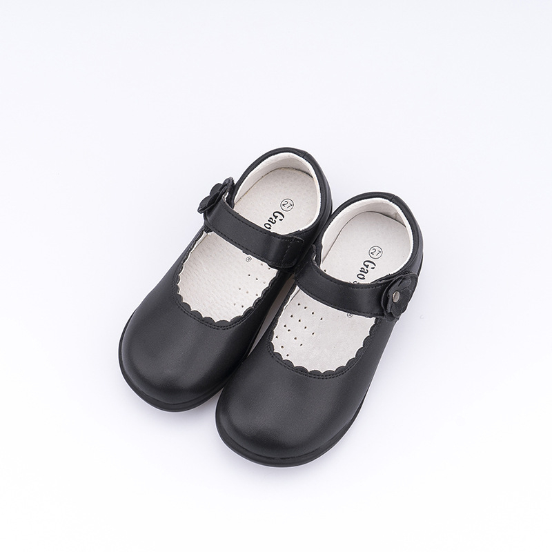 Iskolai cipő lányoknak – Velcro-zárás, két rétegű marha bőrből készült felsőrész, természetes bőr talpbetét, gumitalp, egész éves viselet