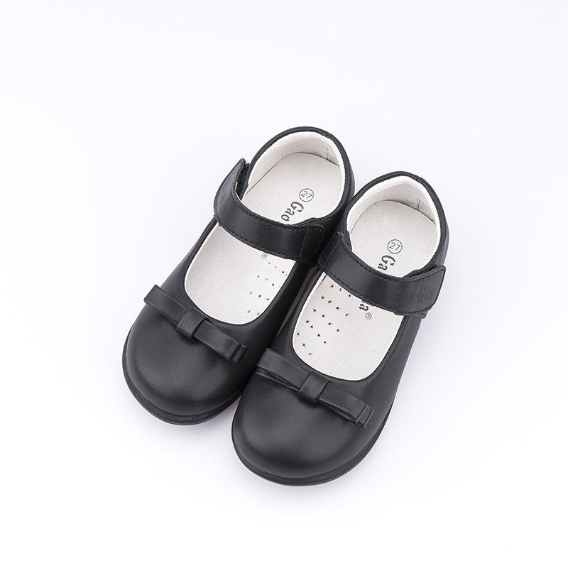 Iskolai cipő lányoknak – Velcro-zárás, két rétegű marha bőrből készült felsőrész, természetes bőr talpbetét, gumitalp, egész éves viselet