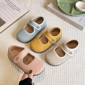 Lány Mary Jane bőr cipők - Velcro zárás, PU felsőrész, gumírozott talp, kerek orr, alacsony profil