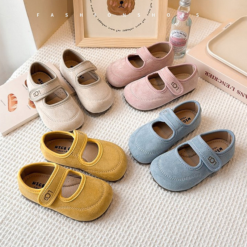 Lány Mary Jane bőr cipők - Velcro zárás, PU felsőrész, gumírozott talp, kerek orr, alacsony profil