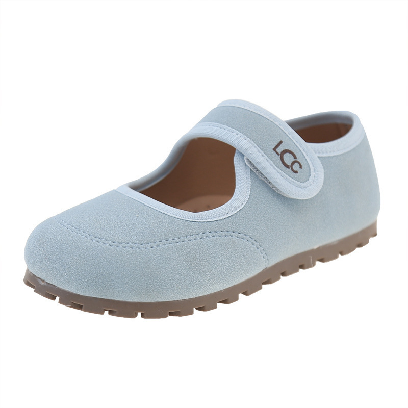 Lány Mary Jane bőr cipők - Velcro zárás, PU felsőrész, gumírozott talp, kerek orr, alacsony profil