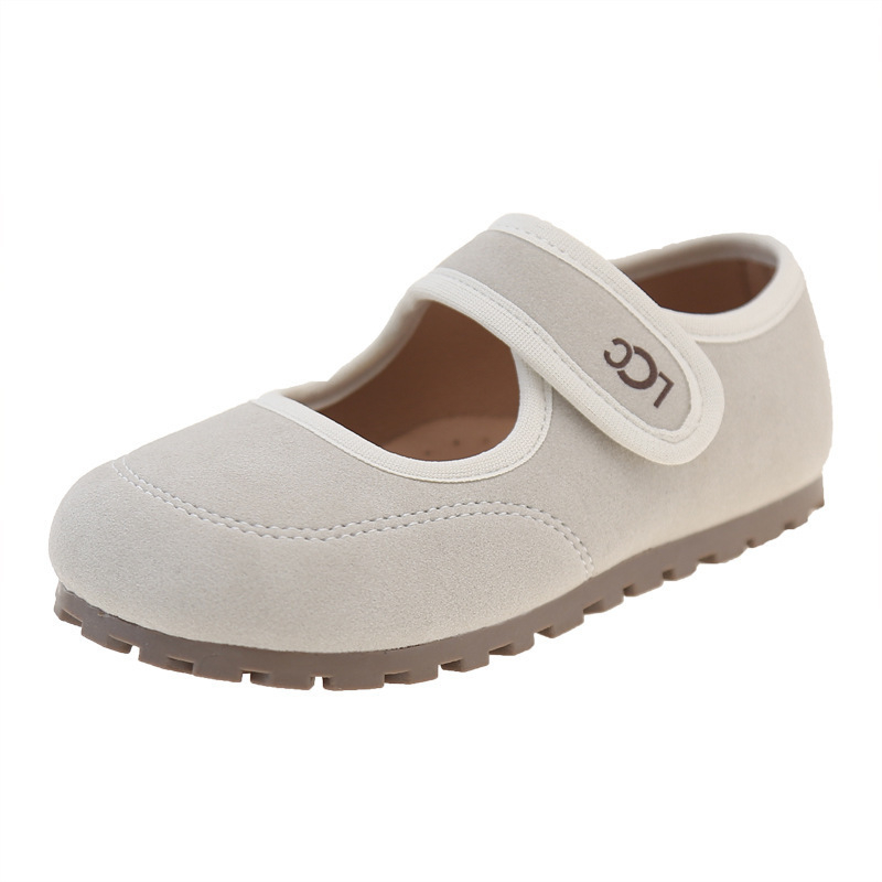 Lány Mary Jane bőr cipők - Velcro zárás, PU felsőrész, gumírozott talp, kerek orr, alacsony profil