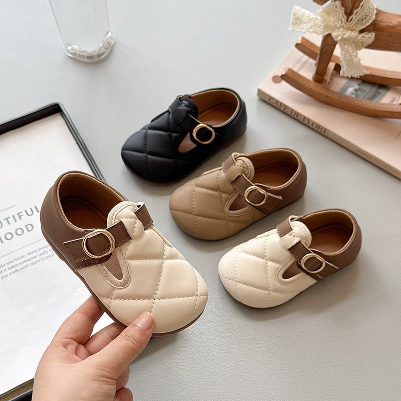 Dječje kožne cipele za djevojčice sa Velcro zatvaračem, Birkenstock stil, mekana potplata, karirani dizajn, uzrast 4–12 godina