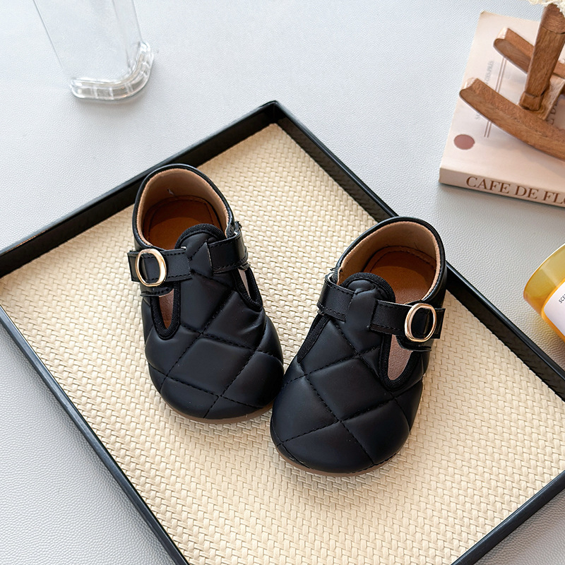 Dječje kožne cipele za djevojčice sa Velcro zatvaračem, Birkenstock stil, mekana potplata, karirani dizajn, uzrast 4–12 godina